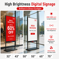 Écran d'affichage numérique sur pied de 55 pouces, haute luminosité 2500 cd, écran LCD vertical pour publicité