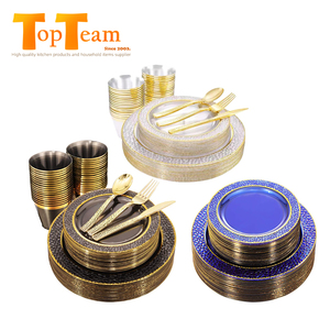 Ensemble d'assiettes de tasse de <span class=keywords><strong>vin</strong></span> clair noir vaisselle de luxe ensembles d'assiettes dorées et noires vaisselle ensemble d'assiettes en cristal pour Restaurant - Product Image 1