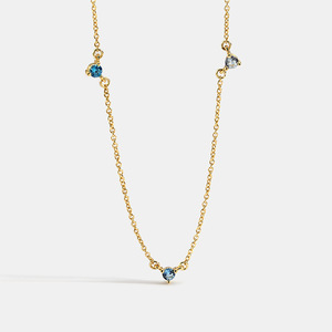 Collar de Cadena Cubana de Diseño Clásico en Oferta, con Engaste de Garras, Chapado en Oro de 14K, Latón, Cobre, Zirconia, Patrón Geométrico, para Mujer - Product Image 3