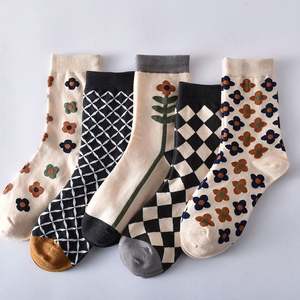 Mid-calf Cotton Flower <b>Socks</b> Crew Mid Tube <b>Socks</b> for Women Sweat Absorption Soft <b>Socks</b> - Product Image 1