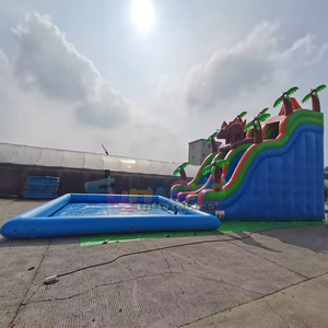 Parque acuático inflable gigante de calidad comercial para exteriores, tobogán acuático con forma de dinosaurio Vocalno con piscina. - Product Image 2