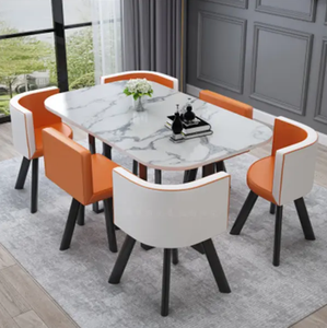 ชุดโต๊ะและเก้าอี้สำหรับการเจรจาธุรกิจแบบเรียบง่าย โต๊ะประชุมขนาดเล็กสำหรับพื้นที่พักผ่อนในสำนักงาน โต๊ะฝึกอบรม โต๊ะต้อนรับ โต๊ะรับประทานอาหารที่บ้าน - Product Image 4