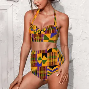 Hot Selling Wholesale Bikinis Woman Swimwear African Traditional Tribal Print Beachwear Bathing Suit Two Piece Swimsuit Bikini