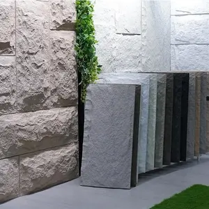 Peso ligero interior exterior pu panel de piedra artificial Faux culture Rock PU panel de pared de piedra