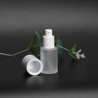 En stock – Flacon de lotion en verre dépoli transparent à fond épais de 20 ml à 120 ml avec couvercle blanc pour crème visage