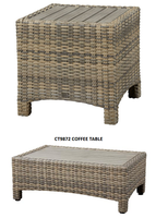 Table basse en rotin à dessus en bois et canapé de jardin extérieur extra large en forme de L incurvé ensemble de meubles
