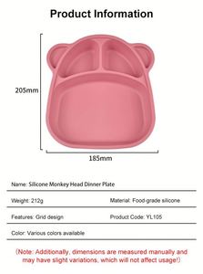 Assiette pour bébé en silicone de qualité alimentaire avec logo personnalisé, vente en gros, non toxique, fournitures pour l'alimentation des tout-petits, résistante à la chaleur, passe au lave-vaisselle, pour enfants - Product Image 2