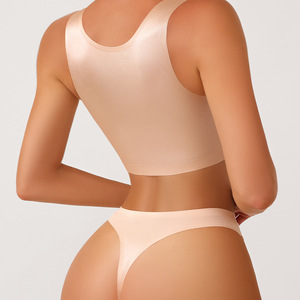 <span class=keywords><strong>Ensemble</strong></span> de lingerie pour femmes-Soutien-gorge sans armatures et culotte à dos en T Débardeur une pièce résistant aux chocs, sans couture et respirant, pour l'exercice de yoga et de <span class=keywords><strong>sport</strong></span> - Product Image 2