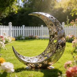 Escultura de Luna Moderna, Grande, Personalizada, de Lujo, para Jardín, Exterior, Urbana, de Alta Calidad, en Acero Inoxidable, Resistente a la Intemperie - Product Image 6
