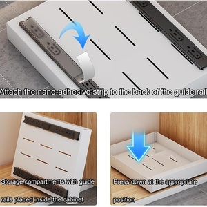 Organizador de Gabinetes Adhesivo sin Taladro, Estantes Deslizantes para Gabinetes con Marco, para <span class=keywords><strong>Cocina</strong></span> y <span class=keywords><strong>Despensa</strong></span>, Ancho Ajustable - Product Image 3