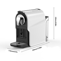 Machine à café à capsules 20 bars avec volumes d'espresso et de lungo réglables, réservoir amovible de 0,65 L pour la maison et le bureau