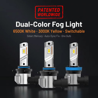 Nouvelles ampoules LED bicolores commutables pour feux de brouillard de voiture 6500K 3000K, mémoire intelligente, synchronisation automatique, brevetées H8, 8000 lumens, Plug & Play