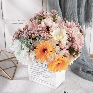 CallaFloral Ramo de Gerberas Artificiales Naranja Verde Realista para Decoración de Bodas y Hogar 120cm - Product Image 1