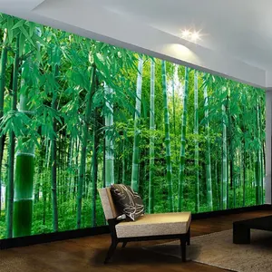 Lukisan Dinding Hotel Hutan Bambu Alam Pastoral 3 D5d Latar Belakang Tiga Dimensi