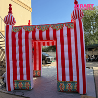 Stand gonflable de cirque sur mesure de 3,5 m de hauteur, tente kiosque gonflable rayée rouge et blanc pour la décoration de stand photo d'événements de carnaval