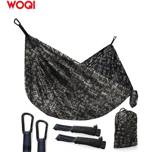 Hamac de camping Woqi en nylon, portable, simple ou double, capacité de charge 226 kg, utilisation intérieure et extérieure, design moderne noir - Product Image 5