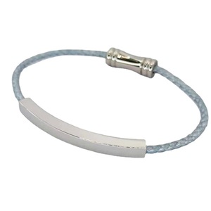 Custom Engravable Stainless Steel Bar <b>Bracelet</b> | Adjustable Braided Nylon <b>Rope</b> | Colorful Statement Jewelry for Men & Women - Product Image 1