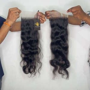 Fermeture frontale en dentelle transparente HD 5x5 6x6 avec faisceaux, fermeture en dentelle HD pré-plumée, frontale en dentelle oreille à oreille - Product Image 1