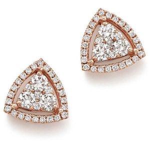 Pendientes de tuerca trillón chapados en oro blanco de 18 quilates con diamantes cultivados en laboratorio, joyería fina, regalo elegante para mujer - Product Image 1
