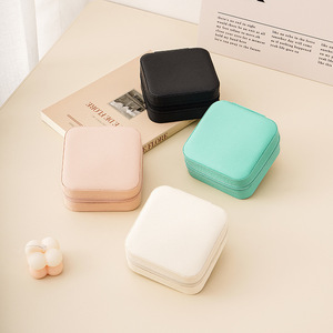 Mini Jewelry Box PU Material Zipper Closure Lightweight Portable Jewelry Storage Case For Earrings Rings Watches Small Size - Product Image 3