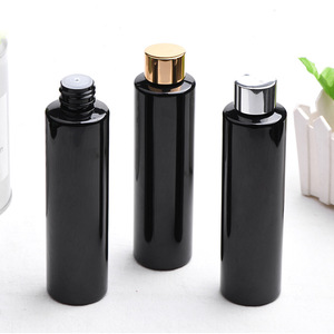 Flacon cosmétique en plastique noir de luxe unique, vide, sans air, avec pompe pour shampoing, en PET, 100 ml, 180 ml, 200 ml - Product Image 1
