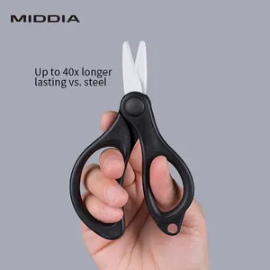 MIDDIA Ceramic Black Blade Fishing Line Thread Yarn Cutting Scissors With Intricate Serrated Edge