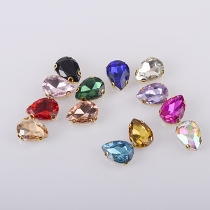 Zhubi-<span class=keywords><strong>gotas</strong></span> de <span class=keywords><strong>agua</strong></span> con diamantes de imitación de cristal, cuentas de gota de acero inoxidable doradas de colores para fabricación de joyas, venta al por mayor - Product Image 3