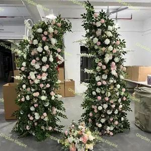 EG-WDV80 New Design Horn Floral Arrangement Wedding Arch Flower With Green Leaves