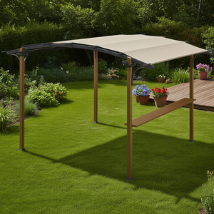 Pergola moderne en aluminium pour extérieur 12 x 10 avec auvent pare-soleil et comptoir de bar pour usage en jardin - Product Image 2