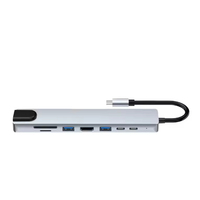 Adaptateur Hub USB-C 8-en-1 Type-C 4K 30Hz Convertisseur Ethernet USB 3.0 Hub USB-C Dock 1-en-8 pour MacBook