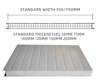Panneau sandwich EPS ignifuge pour toiture/mur, 50 mm, 75 mm, 100 mm, 150 mm, en mousse EPS