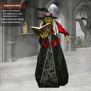 Decorazione di Halloween con Strega Animatronica Spaventosa che si Muove, Statua di Strega con Mani che Sostengono un Libro, Attivata dal Movimento, per Decorazioni di Case Infestate e Feste - Product Image 2