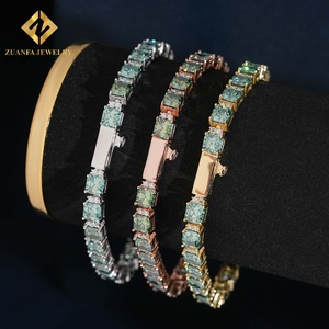 ZUANFA JEWELRY Pulsera de tenis de lujo y moda con moissanita azul verdosa de 5 mm, corte esmeralda cuadrado, plata 925, pasa la prueba del diamante - Product Image 5