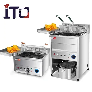 Freidora de patatas fritas de acero inoxidable, equipo de cocina de Gas, máquinas de aperitivos comerciales, freidora eléctrica de patatas fritas