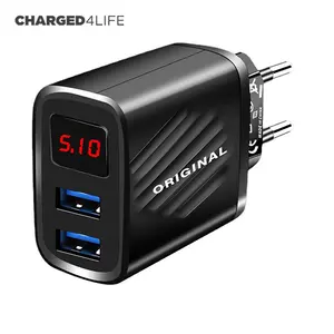 Wholesale Digital Display LED Universal Charger Dual USB 2 Ports Fast Charger Mobile Phone Charger Portable Power Supply Adapter