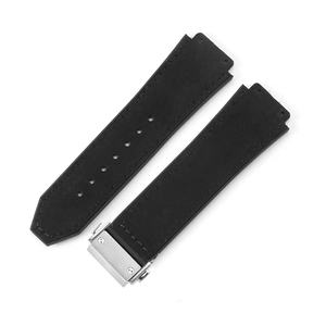 Bracelets en caoutchouc de silicone de support de bracelet de <span class=keywords><strong>montre</strong></span> véritable en daim classique pour bracelets de <span class=keywords><strong>montre</strong></span> Hublot 25*19mm - Product Image 4