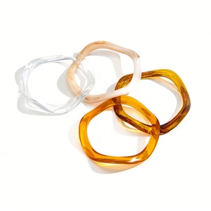 Wholsale Trendy Acrylic <b>Resin</b> Wave Bracelet Geometric Irregular Bangle Lightweight Statement Jewelry for Women - Product Image 4