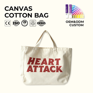 Sac fourre-tout en toile de coton à grande capacité avec logo personnalisé imprimé, bandoulière renforcée, sac à bandoulière quotidien pour jeunes filles, utilisation en voyage - Product Image 1