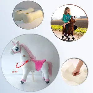 שלג לבן חד קרן סוס נדנדה צעצוע תינוק עבור בנות, לרכב על צעצוע חיות עם 4 גלגלים יכול הליכה כמו סוס אמיתי