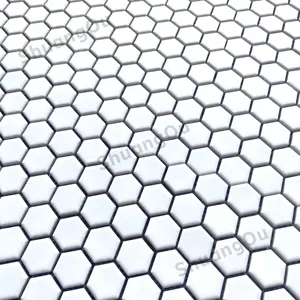 Carrelage de mosaïque hexagonal en céramique, porcelaine blanche, mat Dosseret de cuisine en mosaïque, grande taille, pour le sol et le mur