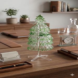 Décoration de Noël en verre soufflé à la main, style Murano, représentant un arbre miniature moderne, pour table, objet d'art et de culture - Product Image 4