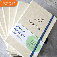 Carnet de notes professionnel en lin durable avec couverture rigide, sangle élastique, impression personnalisée, pages épaisses - Cadeau écologique pour les entreprises
