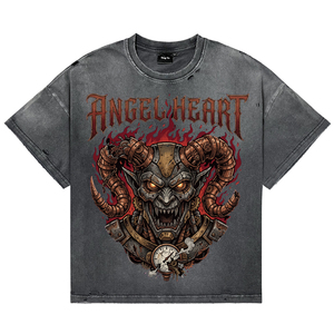 Vintage Distress Acid Wash Men's Breathable 100% Cotton T-Shirts Oversized Custom <b>Punk</b> Print Casual Short Sleeve Streetwear Tees - Product Image 1