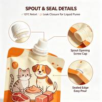 Sachet d'emballage personnalisé imprimé 121 en LDPE, résistant aux hautes températures, avec bec verseur, pour aliments humides pour chats, friandises pour chiens, purée de viande liquide