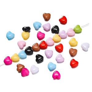 Acrylic Heart Shaped <b>Beads</b> Solid Color Perforated For Bracelet Making DIY Jewelry Accessories - Product Image 5