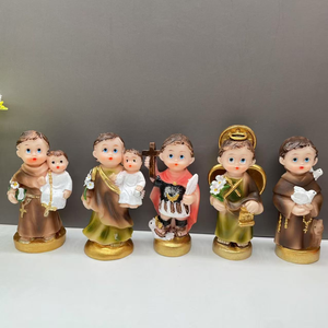 Figura de Resina de San Antonio Arcángel, Serie de Figuras de Santos de Dibujos Animados, Adorno Católico, Regalo de Bautismo, Decoración Cristiana - Product Image 1