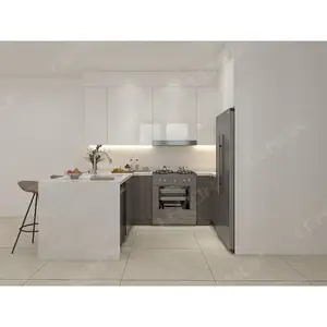 Современный небольшой дизайн Алюминиевый вытяжка и варочная панель модульный кухонный шкаф