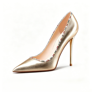 Nouvelle Arrivée 2026 – Escarpins Élégants Dorés à Bout <span class=keywords><strong>Pointu</strong></span> Grande Taille en Zircon pour Femme, Style Formel et Banquet, Talons Hauts Décolletés - Product Image 1