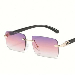 Gafas de Sol Cuadradas Pequeñas de Lujo con Logotipo Personalizado al por Mayor para Hombre y Mujer, con Corte de Diamante y sin Montura - Product Image 6