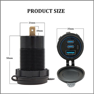 ช่องเสียบ USB 12V แบบมีสาย ชาร์จได้หลายพอร์ต, ช่องเสียบ USB-C แบบคู่ PD3.0 และช่องเสียบในรถยนต์แบบ Quick Charge 3.0 พร้อมสวิตช์เปิด-ปิด, ที่ชาร์จเร็ว - Product Image 2